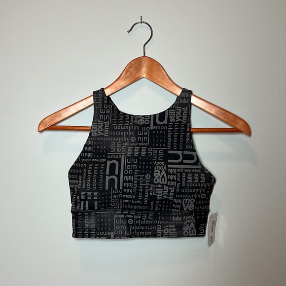 NWT Lululemon Energy High-Neck Longline Bra in Lululemon Ombre Black Multi SZ 4 - Picture 3 of 8